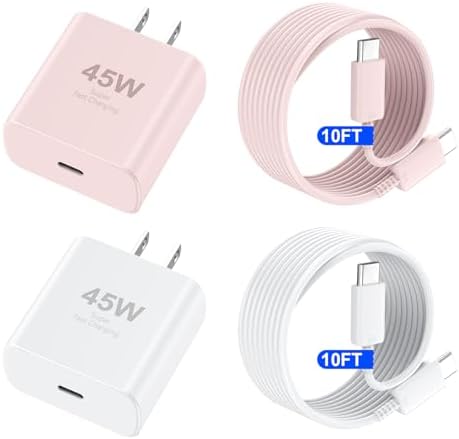 Accelerate Your Power Needs with Our 45 W Ultra-Fast USB-C Charger for Phone 16 Series – Includes a 10 ft Type C Cable in Eye-Catching Purple – Perfectly Crafted for Swift Power Delivery to Phone 16 Pro, Max, Plus & Earlier Models – Unleash Maximum Charging Efficiency and Aesthetic Appeal for Tech Enthusiasts on the Move