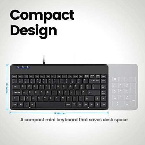 Compact Perixx PERIBOARD-409 H Wired USB Mini Keyboard with Dual USB Hubs – Effortless Typing Experience for Limited Spaces, Enhanced Compatibility, and Fast Connectivity