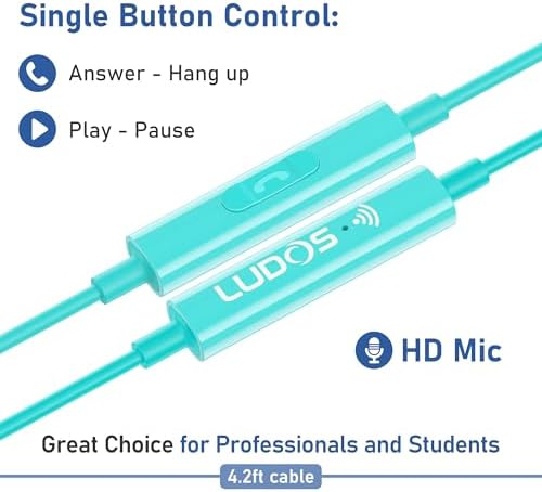 LUDOS FEROX USB-C Earbuds – Premium Wired Headphones for i Phone 16 & Samsung Galaxy Series, Featuring Exceptional Audio Clarity & Deep Bass, Ergonomically Designed for All-Day Comfort, Tangle-Free Cable for Streamlined Use, Supported by an Impressive 5-Year Warranty, Eye-Catching Vibrant Green Finish – Elevate Your Sound Experience for Music Lovers and Gamers Alike