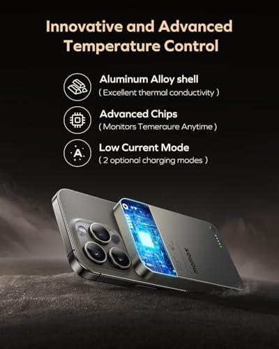 MOMAX 10,000 m Ah Magnetic Power Bank – 20 W Fast Wireless Charger for i Phone 12/13/14/15/16 Series, Mag Safe Compatible, Sleek USB-C Portable Charger with Cable Included for Effortless Power On-The-Go