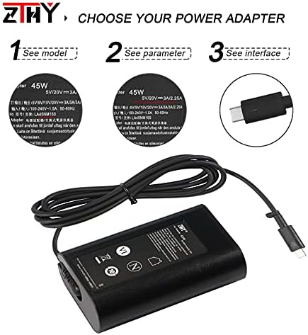 Upgrade Your Power: 45 W USB-C Laptop Charger for Dell XPS and Latitude Models – Fast, Reliable, and Compatible Replacement for Enhanced Performance – Safe Charging with Smart Protection Features – Ideal for Professionals and Students on the Go