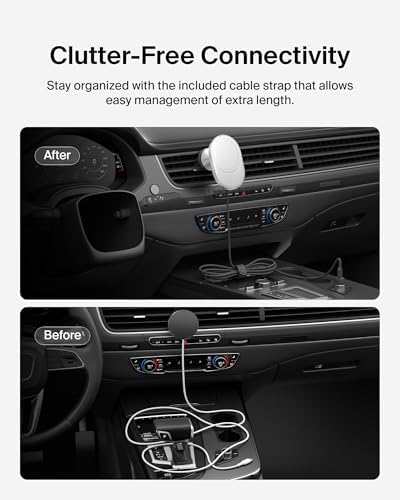 Effortless On-the-Go Charging: Belkin 15 W Magnetic Wireless Car Charger – Qi2-Certified, Mag Safe-Compatible Vent Mount for i Phone 12-16 & Samsung Galaxy S25 – Sleek Gray Design for Enhanced Device Stability and Fast Power Delivery