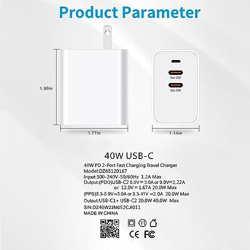 Ultra-Fast 45 W Dual Port USB-C Wall Charger for Samsung Galaxy S Series – Rapid Charging with 5 FT Type C Cable – Perfect for S25, S24, S23 Models – Compact & Portable Power Solution for On-the-Go Charging – Enhanced Compatibility for All Type C Devices