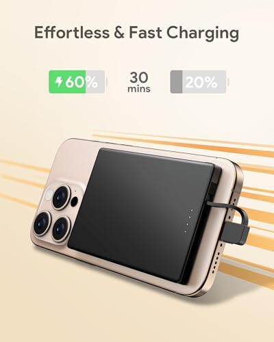 Magnetic Slim Power Bank for i Phone 16 & 15 Series, 5000 m Ah USB-C Fast Charging Portable Charger – Ultra-Compatible Battery Pack for Android and Samsung Devices with Effortless Magnetic Connection and Lightweight Design