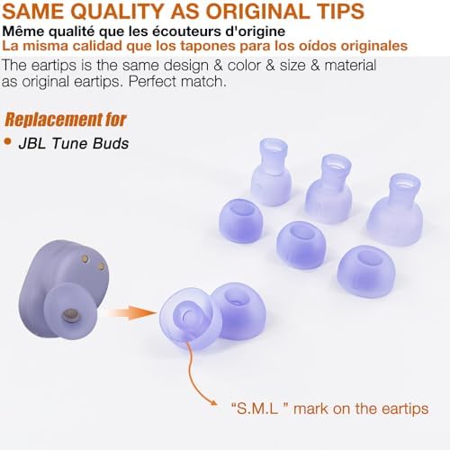 Upgrade Your JBL Tune Buds with Premium Silicone Eartips – 12 Pack in Stylish Purple for Unmatched Comfort and Enhanced Sound Isolation, Perfect Fit for Every Ear Shape