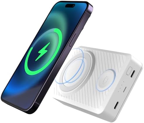 15000 m Ah Magnetic Wireless Power Bank – Fast USB-C Charger with 4 Ports, Visually Impaired-Friendly Beeper & App Tracking for i Phone 12-16 & Samsung Galaxy – Ideal for On-the-Go Charging & Enhanced Compatibility