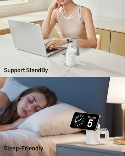 Revolutionize Your Charging Experience with the i WALK 3 in 1 Wireless Charging Stand – Magnetic Auto-Rotating Station for i Phone 12-16, Apple Watch & Air Pods – 15 W Fast Charge, Sleek Black Design for Effortless Device Management and Optimal Viewing Comfort