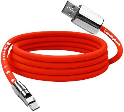 chubbycable Mirrored Head Chubby – 240W Fast Charging Cable Ultra-Thick Silicone USB C Cable Phones Tablets C to C Charger Cord, Red, Type-C to Type-C, 3.3FT – Enhanced Compatibility and Speed