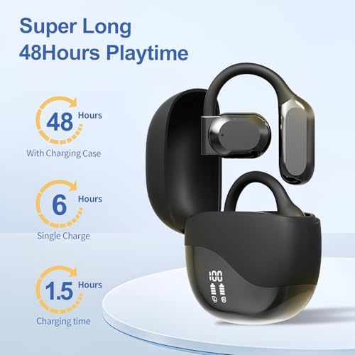 Chic Purple Wireless Bluetooth 5.4 Clip-On Earbuds for Women – Open Ear Design Enhances Comfort and Safety, Ideal Waterproof Fitness Headphones for Gym, Daily Commutes, and Leisure – Extended Battery Life & Superior Connectivity for Seamless Audio Experience