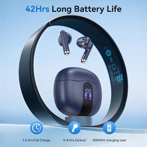 Revolutionary Bluetooth 5.4 Wireless Earbuds with Exceptional 50-Hour Playtime and Powerful Deep Bass – IPX7 Waterproof Design for Active Lifestyles – Sleek Black Charging Case Featuring Battery Indicator for Ultimate Convenience and Durability