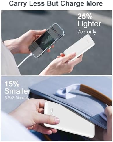 Ultra-Slim 10000 m Ah Power Bank – Fast Charging USB-C Portable Charger for i Phone 15/14/13/12, Galaxy S24/S23/S22, i Pad, Pixel – Lightweight External Battery Pack for On-the-Go Charging Solutions