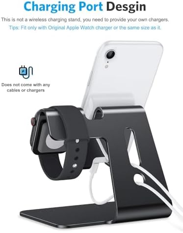 Upgrade Your Charging Station with the OMOTON 2-in-1 Desktop Stand for i Phone & Apple Watch – Sleek Anti-Scratch Holder Compatible with i Phone 16/15/14/13/12 & Apple Watch Series 9/8/SE2/7/6/5/4/3/2 (38-45 mm) – Multi-Angle Viewing, Space-Saving Design, and Non-Slip Base for Ultimate Convenience in Home or Office – Essential Tech Accessory for Organized Living