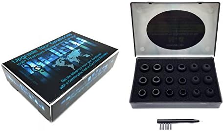 N-4 Premium Ear Tips Replacement Set for In-Ear Headphones – Versatile 6.4 mm to 7.4 mm Nozzle Compatibility with Custom Fit Memory Foam and Silicone Options, Cleaning Tool Included, Organized Storage Box for Enhanced Audio Experience and Comfort