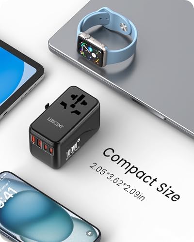 LENCENT 20 W Fast Charging Universal Travel Adapter – Compact International Power Converter with Dual USB and USB Type-C Ports – Ultimate Solution for Worldwide Device Charging in USA, UK, EU, and AUS (Black) – Reliable and Safe Charging for Global Explorers