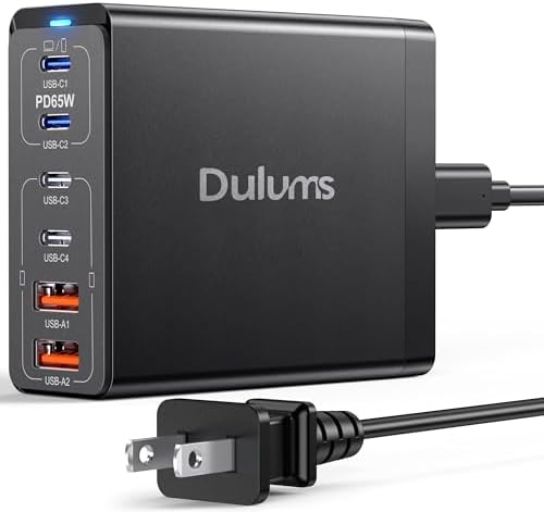 185 W USB-C Ga N Fast Charging Hub – 6-Port Multi-Device Power Charger for i Phone 15/14/13, Mac Book Pro/Air & i Pad Pro – Compact Travel & Office Solution for Rapid Device Charging – Efficient Power Delivery Station