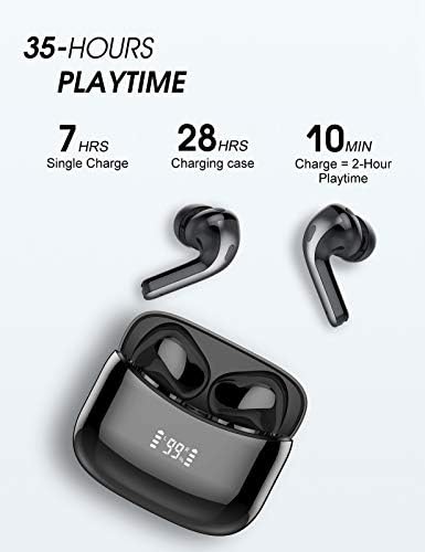 Tiksounds Advanced Wireless Earbuds – Bluetooth Headphones with IPX7 Waterproof Rating, 35 Hours Playtime, and LED Power Indicator – High-Fidelity Stereo Sound for Sports and Professional Use – Seamless Device Compatibility and Clear Hands-Free Calls (Black)