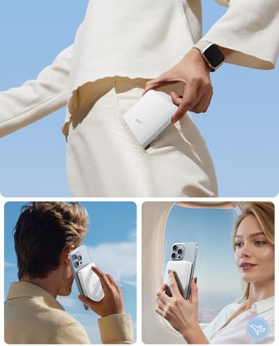 Ultra-Compact ESR Mag Safe Power Bank – 5,000 m Ah Fast Charging Battery Pack with Qi2 Certification – Slim 0.55 in Design for i Phone 16/15/14/13/12 – 15 W Wireless & 20 W USB-C Charger with Cable – Essential Travel Accessory for On-the-Go Power