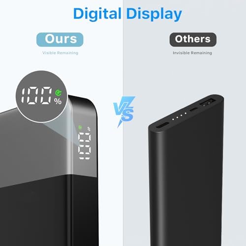 NOBIS 10000 m Ah Fast Charging Power Bank with Digital Display – Versatile USB-C Battery Pack for i Phone, i Pad, Android & More (25 W) – Compact, Reliable Charging Solution for On-the-Go Power Needs