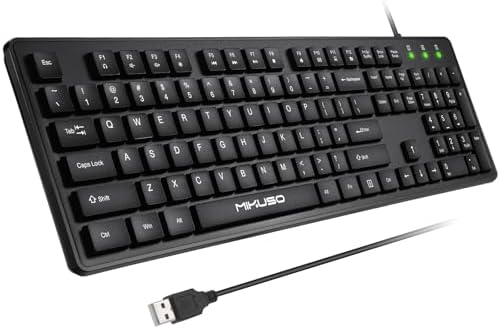 Experience Ultimate Typing Precision with Our Full-Size Wired Computer Keyboard – Anti-Fading Keys, 12 Multimedia Hotkeys & 1.6 m USB Plug-and-Play Connectivity for Effortless Office Use and Seamless Laptop Compatibility! Ideal for Professionals and Home Users Seeking Enhanced Speed and Comfort!