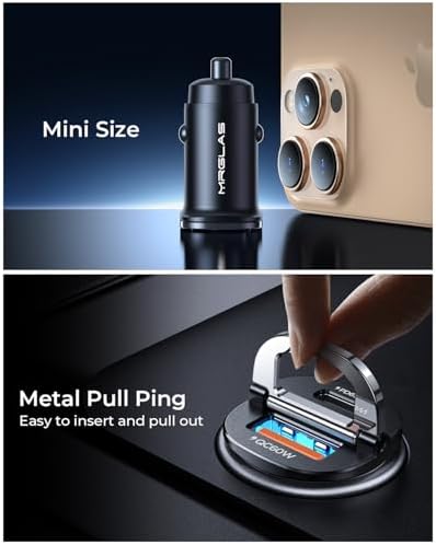 MRGLAS 125 W USB-C Car Charger – Sleek Dual Port Fast Charging Adapter with PD65 W & QC60 W for i Phone 16, 15 Pro Max, Samsung S25 & Mac Book – Compact Metal Design for Optimal Performance on the Go