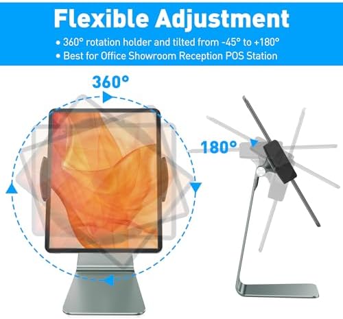 Transform Your Digital Experience with the Above TEK Premium Adjustable Aluminum Tablet Stand – Versatile Kiosk Holder for 7-13 Inch Devices like i Pad Pro and Galaxy Tab – Sleek Design Perfect for Home, Office, and Retail Environments with Superior Stability and Ergonomic Viewing Angles