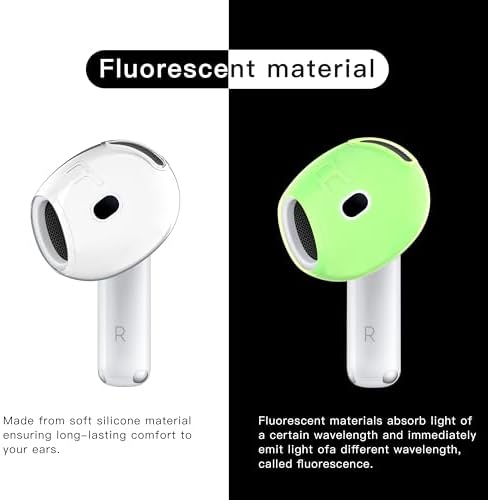 Ultimate Performance Glow-in-the-Dark Anti-Scratch Ear Tips for Air Pods 4 – Ergonomic Comfort and Superior Grip for Active Lifestyles – US Patent Registered Earbud Covers for Enhanced Noise Isolation and Durability