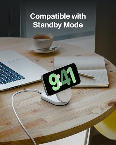 Revolutionize Your Charging Experience with the Belkin 2-in-1 Magnetic Foldable Charger – 15 W Qi2-Certified Wireless Power for Apple i Phone 16 & Samsung Galaxy S25 with Non-Slip Stability – Sleek White Design for Home, Office & Travel – PSU Included for Instant Use and Enhanced Device Compatibility