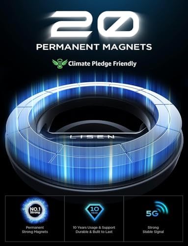 LISEN Gold Magnetic Phone Car Mount – Superior 20 Magnet Grip for i Phone 14 & All Smartphones, Durable Zinc Alloy Construction, Nano 3 M Adhesive for Secure Dashboard Attachment, Enhanced Multi-Adjustment Viewing, 1-Year Warranty for Ultimate Reliability – Elevate Your Driving with Style and Safety