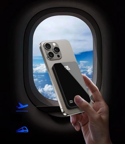 Ultra Slim 0.3″ Mag Safe Power Bank – 5000 m Ah Lightning-Fast Charger for i Phone 12-16, Apple Watch & Air Pods – Magnetic Connectivity for Effortless Recharging on the Go