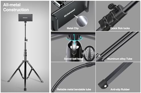 Ultimate Heavy-Duty Aluminum i Pad Tripod Stand with 72” Gooseneck – Versatile Universal Tablet Holder for Pro, Mini, Air & 4.7-12.9″ Devices – Ideal for Professional Presentations, Streaming, and Hands-Free Viewing