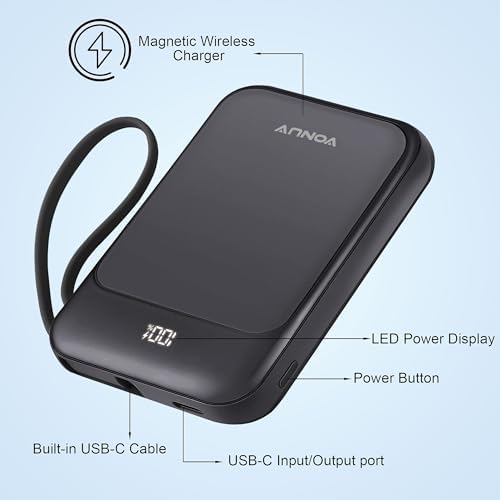 Magnetic Power Bank 10,000 m Ah with USB-C & 15 W Wireless Fast Charging – Advanced Portable Charger for i Phone 16/15 & Samsung Devices – LED Battery Indicator & 22.5 W PD Charging – Ultimate Convenience for On-the-Go Life
