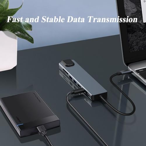 8-in-1 USB C Adapter for Ultimate Connectivity – Experience 4 K HDMI Output, Rapid Device Charging, Reliable Ethernet Connection, and SD/TF Card Reader – Versatile Multi-Port Hub for Enhanced Productivity with Laptops, Mice, and Keyboards – Compact, Durable Design for On-the-Go Professionals