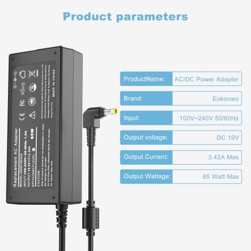 Universal 19 V AC Power Adapter for Asus Monitors – Reliable Charger for TUF Gaming, VG245, VG278, VX248, MX239 Models – Durable, Portable, and Efficient Power Supply for 22″ to 27″ Displays with Safety Features and Optimal Performance