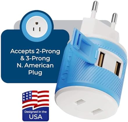 OREI Switzerland Travel Plug Adapter with Dual USB Ports – Ultimate Type J Charging Solution for USA Devices – Fast, Efficient Power for i Phones, Laptops, Tablets & More – Essential Travel Accessory for Hassle-Free Connectivity