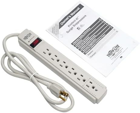 Tripp Lite 6-Outlet Surge Protector Power Strip with 6 ft Cord – 900 Joules of Protection for Home Office & Entertainment Systems, Versatile Connectivity, and Enhanced Safety Features
