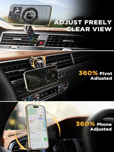 Maximize Your Driving Efficiency with the i Phone Mag Safe Car Vent Mount: Unmatched Stability, 360° Rotation, and Universal Compatibility for Effortless Navigation and Enhanced Safety