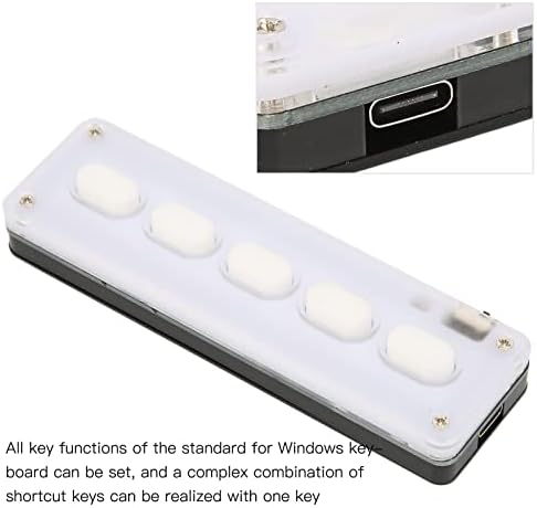 ASHATA 5-Key Programmable Keypad – Dual Mode USB Wired & Bluetooth Mini Keyboard for Office, Gaming & Industrial Use – Customizable Silent Silicone Keys for Ultimate Efficiency in Music Control & Task Management (White)
