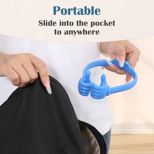 HONSKY 3361942 Thumbs Up Adjustable TPU Mobile Stand – Versatile Multi-Angle Holder for Phones & Tablets – Chic Blue & Black Design – Perfect for Hands-Free Viewing at Home or Office – Lightweight, Durable, and Effortless to Transport