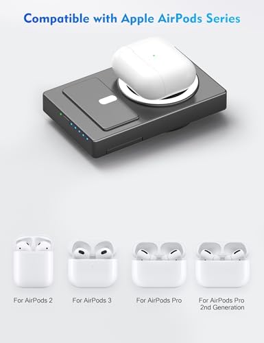 Revolutionary 3-in-1 Magnetic Portable Charger for i Phone, Apple Watch, and Air Pods – 5000 m Ah Mag Safe Battery Pack with Retractable Cable for Fast, Efficient Charging on the Go