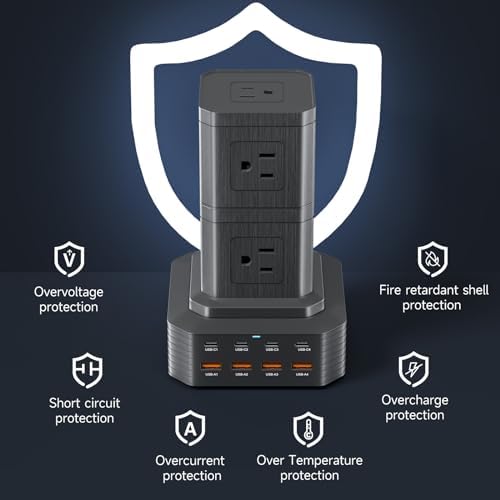Revolutionize Your Charging Experience with the 100 W USB-C Charging Station – 13-in-1 Surge Protector Power Strip Featuring 4 Rapid PD USB-C & 4 Versatile USB-A Ports for Seamless Compatibility with Mac Book Pro/Air, i Phone 15/14, i Pad, and More – Ultimate Multi-Device Charging Solution for Home and Office Efficiency