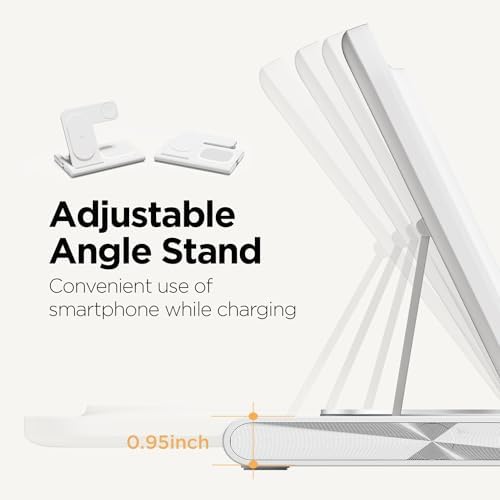 Mooas 3-in-1 Fast Wireless Charging Station with Nightlight – 15 W Multi-Device Charger for i Phone 15/14/13/12/11/XR/XS/8, Samsung Galaxy S24/23/22/21, Air Pods & Apple Watch – Sleek, Space-Saving Design for Enhanced Compatibility and Convenience