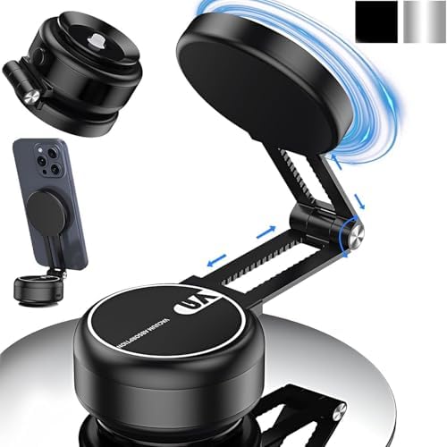 Magnetic Vacuum Suction Car Phone Mount – Hands-Free Adjustable Holder for Seamless Driving – Universal Compatibility with Strong Grip – Foldable Design for Optimal Visibility – Sleek Black Finish for Modern Interiors – Ideal for Safe Navigation and Calls