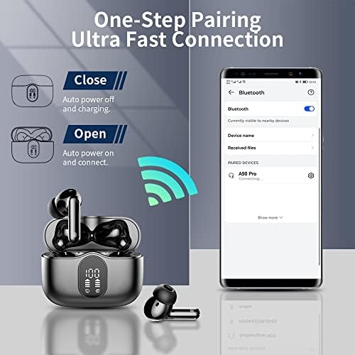 Btootos Ultra-Durable Bluetooth 5.4 Wireless Earbuds – Immersive Bass Sound with Noise-Cancelling Mic, IP7 Waterproof Design for Active Lifestyles, 36-Hour Playtime with LED Battery Display, Bold Yellow for a Striking Audio Experience