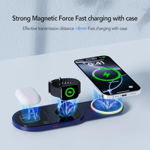 Ultimate 3-in-1 Foldable Charging Station for Apple Devices – Fast Wireless Charger with Magnetic Pad for i Phone 16/15/14/13/12, Apple Watch Series & Air Pods Pro/4/3/2 – Perfect Portable Solution for Effortless Charging on the Go