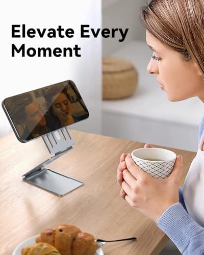 Magnetic Tri-Fold Cell Phone Stand for Desk, Adjustable Metal Phone Holder for Magsafe, Portable & Foldable Card Phone Mount for Recording, Office Small Stand for iPhone 16/15/14/13/12(Black) – Enhanced Compatibility and Speed