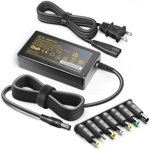 Universal 18 V AC Power Adapter with 7 Interchangeable Tips – 2.69 A High-Speed Charger for Multi-Device Compatibility Including Soundbars, Printers, and Cricut Machines – UL/CE/FCC Certified for Enhanced Safety and Reliability – Versatile Barrel DC Plug (5.5 x2.1 mm) with Global Input Voltage (100-240 V) for Seamless Use Anywhere – Ideal Replacement for Original Chargers and Power Supplies – 36 Months Warranty for Peace of Mind