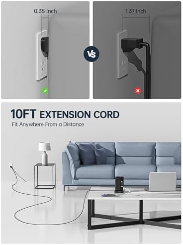 Revolutionize Your Charging Experience: 10 FT Surge Protector Power Strip Tower with 16 Outlets & 4 USB Ports – Efficient Desk Charging Station for Home, Office, or Dorm Room – Ultimate Space-Saving Solution with Robust 1625 W Power Output and Enhanced Safety Features