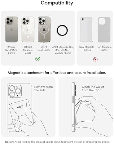 MOFT MagSafe Wallet for iPhone 16/15/14/13/12 Series, Strong Magnetic Phone Card Holder Fit 2 Cards & 3 Viewing Angles & Stain-Resistant Vegan Leather Phone Stand, Windy Blue – Enhanced Compatibility and Speed