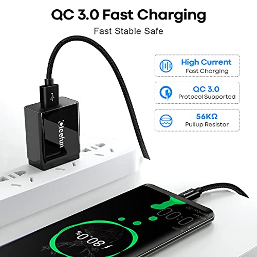 CLEEFUN 20 ft USB Type C Cable – Extra Long Nylon Braided Charger Cord for Fast Charging & Data Transfer, Compatible with Samsung Galaxy Note, LG, Moto, Pixel, Switch & More – Durable & Tangle-Free Design for Ultimate Convenience