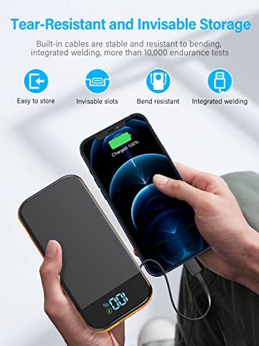 High-Capacity 32000 m Ah Portable Charger with Built-in Cables, Fast Charging Technology (22.5 W QC 3.0 & 20 W PD), Smart LED Display for Multi-Device Power Management – Sleek Blue External Battery Pack for Professionals and Travelers